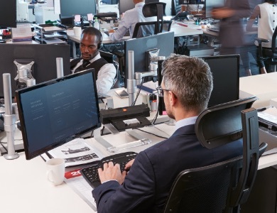 people working in an office